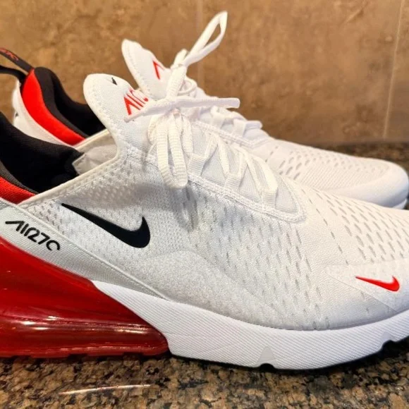 *Gently Used* MEN Nike AIR MAX 270 White / University Red (BV2523 100) Size 14 - Picture 3 of 5